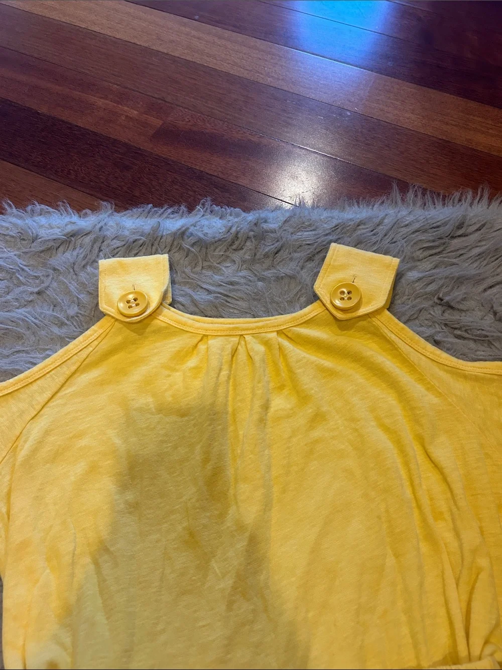 Tulle  yellow off the shoulder cotton belted dress